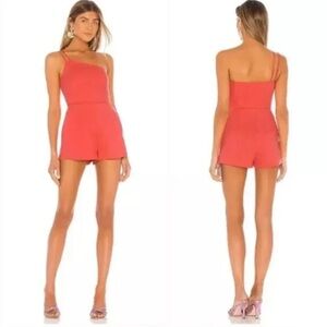 Superdown Revolve Ramona Double Strap One Shoulder Romper in Pink Size Small